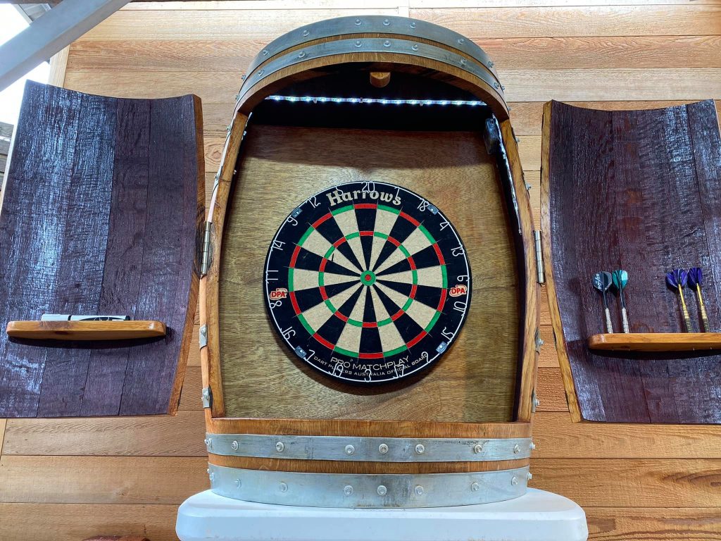 Wine Barrel Dartboard Cupboard